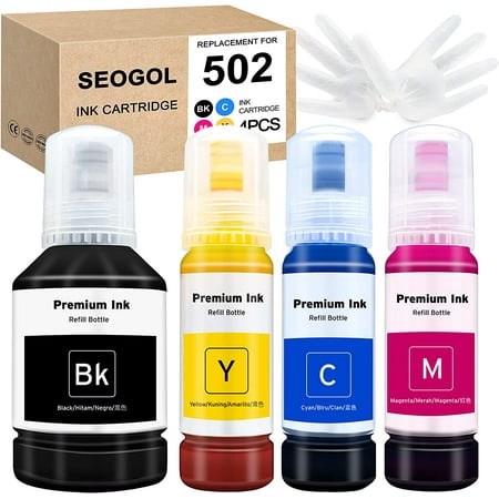 Compatible Epson 502 T502 Refill Ink Bottles Replacement for Ecotank ET-2750 ET-3750 ET-4750 ET-2760 ET-3760