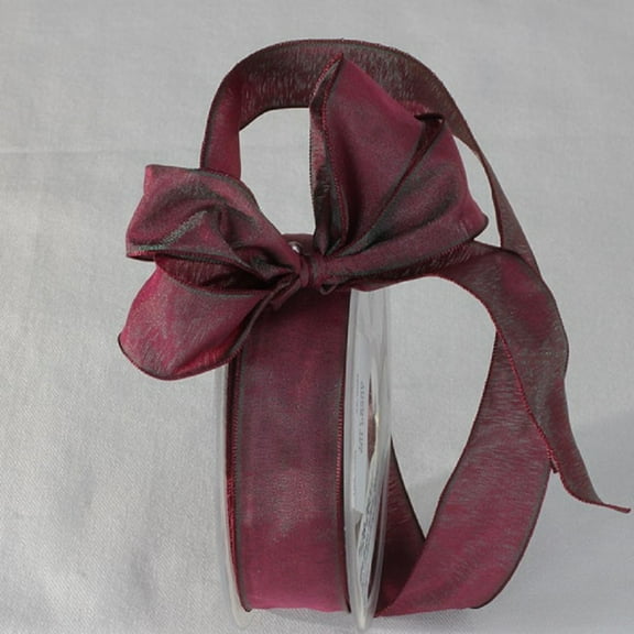 The Ribbon People Burgundy Red Solid Wired Edge Ribbon 1" x 27 Yards