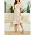 thumbnail image 3 of FAROOT Robe pour Femme Enceinte à Imprimé Floral, Encolure Carrée, Manches Courtes, Robe en Chiffon, Robe Midi, 3 of 7