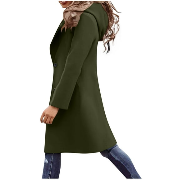 Black**Friday on Sale ChaoHeng Womens Coats and Jackets Women's Hooded Wool Blend Coat,Everyday Casual Warm Winter Overcoat
