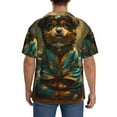 thumbnail image 3 of Pofeuu Creekside Meditating Puppy Print Mens Casual Short Sleeve Shirts Beach Summer Spread Collar Pocket Tops Men's Casual Short-sleeved Shirt-Small, 3 of 5