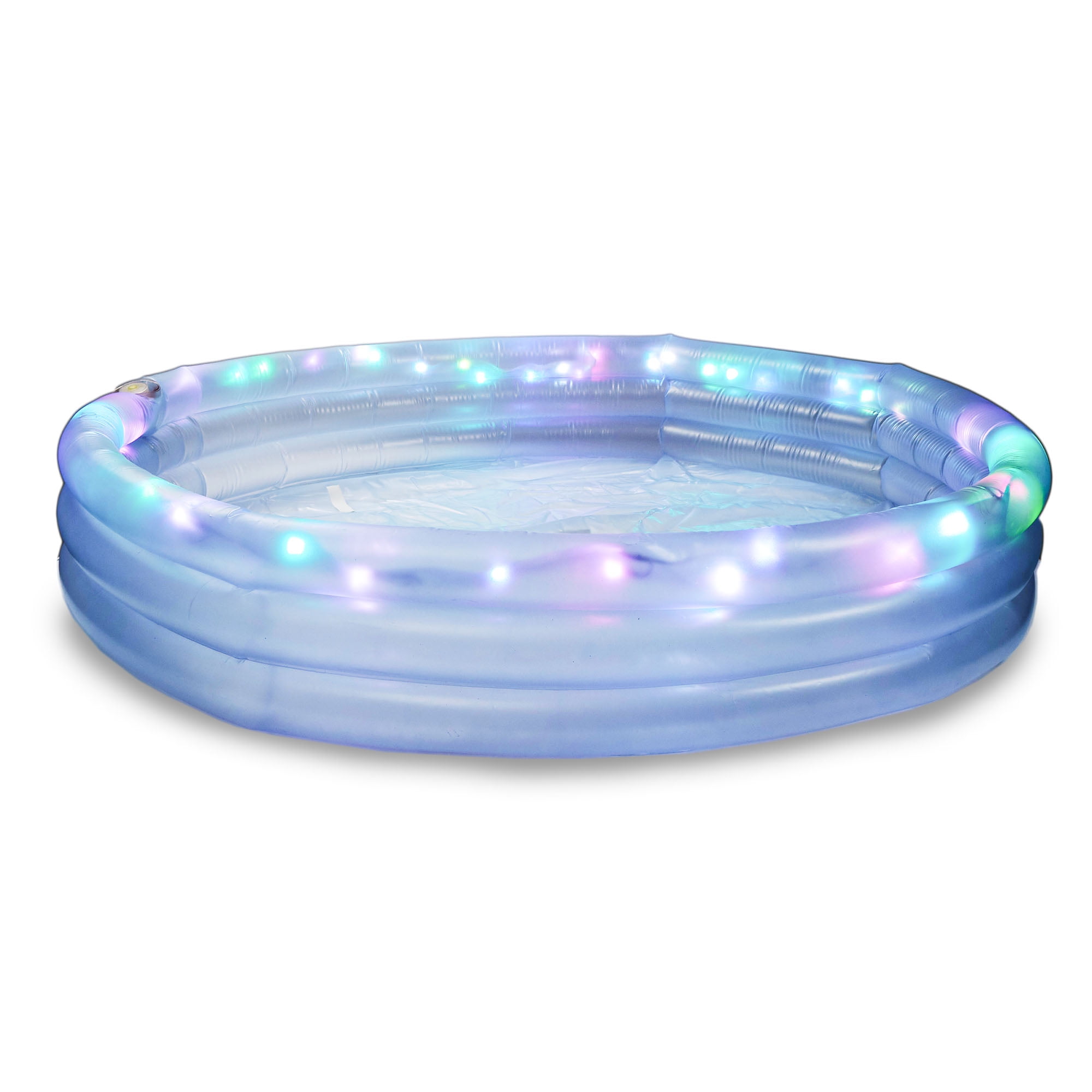 Merkury Innovations - HGlo Inflatable LED 3 Ring Pool, 59" Diameter, Multicolor LEDs with Flashing Modes, For Kids