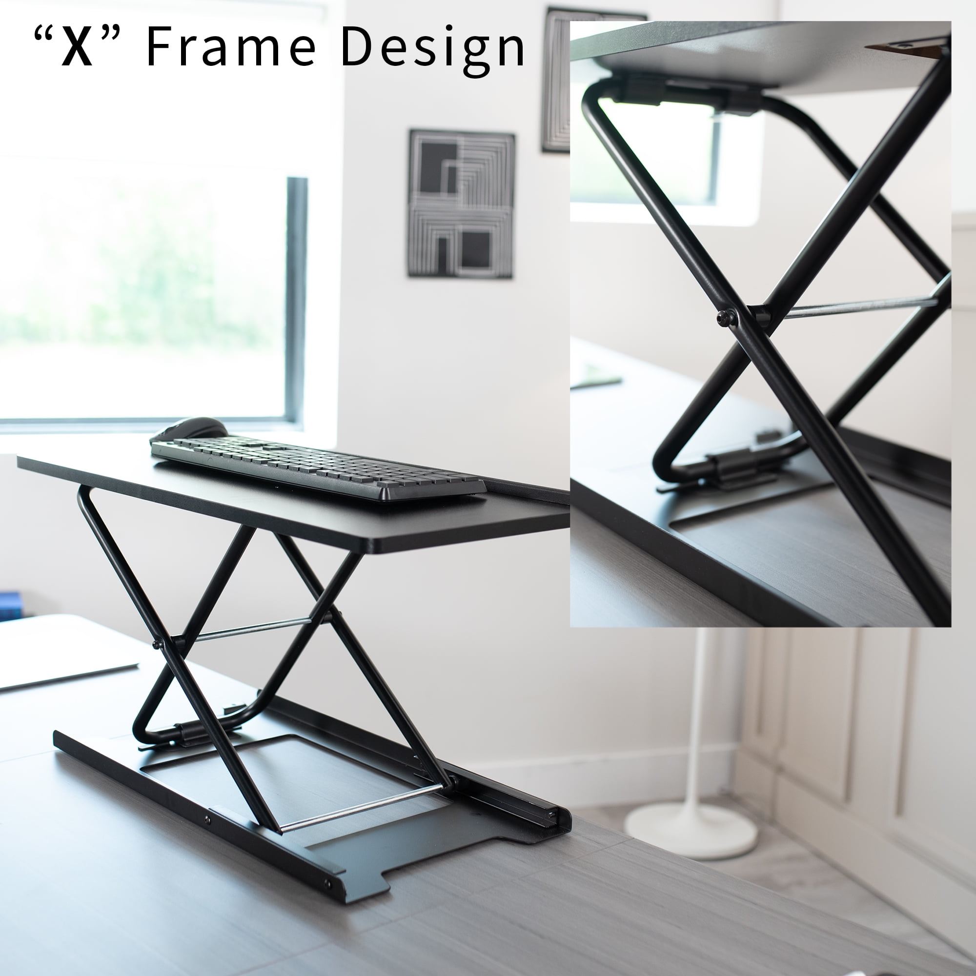 VIVO Black Ergonomic Heavy-Duty Scissors Lift Keyboard and Mouse Riser 27"