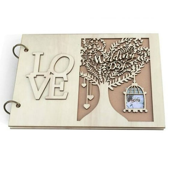 Wooden Guest Book Wedding Reception Exquisite Romantic Decorations for Reception Guest Sign in Book Adornment Container Writing Pad for Storage Decoration
