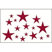 Variety Star Wall Vinyl Sticker Decal 16 Pc 2In to 8In Peel-N-Stick, Red
