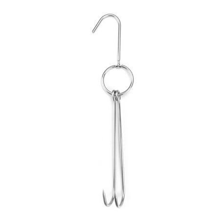 

HOTYA Stainless Steel Double Meat Hooks Roast Duck Turkey Bacon Clasp BBQ Grill Hanger