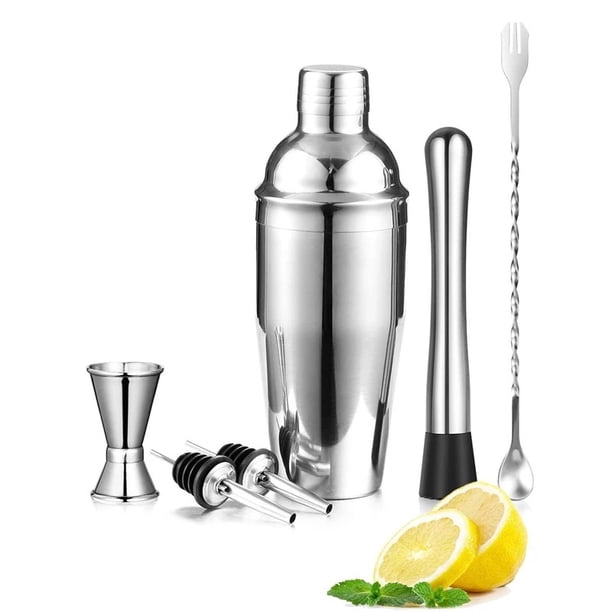 Coctelera de Martini, Jigger de medición, cuchara mezcladora, Muddler, 2 vertedores, juego de herramientas de barra con colador de camarero incorporado para coctelera de bebidas ShuxiuWang 1327533076999