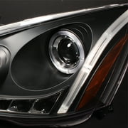 AKKON - For Honda Accord Black Bezel Dual Ring DRL LED Projector Headlights Front Lamps Replacement Pair