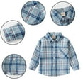 thumbnail image 2 of Paokuoon Kids Boys Shirt Casual Wear Long Sleeve Button Toddler Down Plaid Cotton Blouse with Pockets Dress Shirt for 2-7 Years, 2 of 9