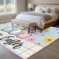 thumbnail image 4 of Large Area Rugs for Living Room Bedroom, Easter Bunny 5'x8' Rug Washable Carpet Runner Indoor Outdoor, Spring Watercolor Polka Dot Flower Plaid Blue Non Slip Floor Mats Rug for Kitchen, Bathroom, 4 of 8