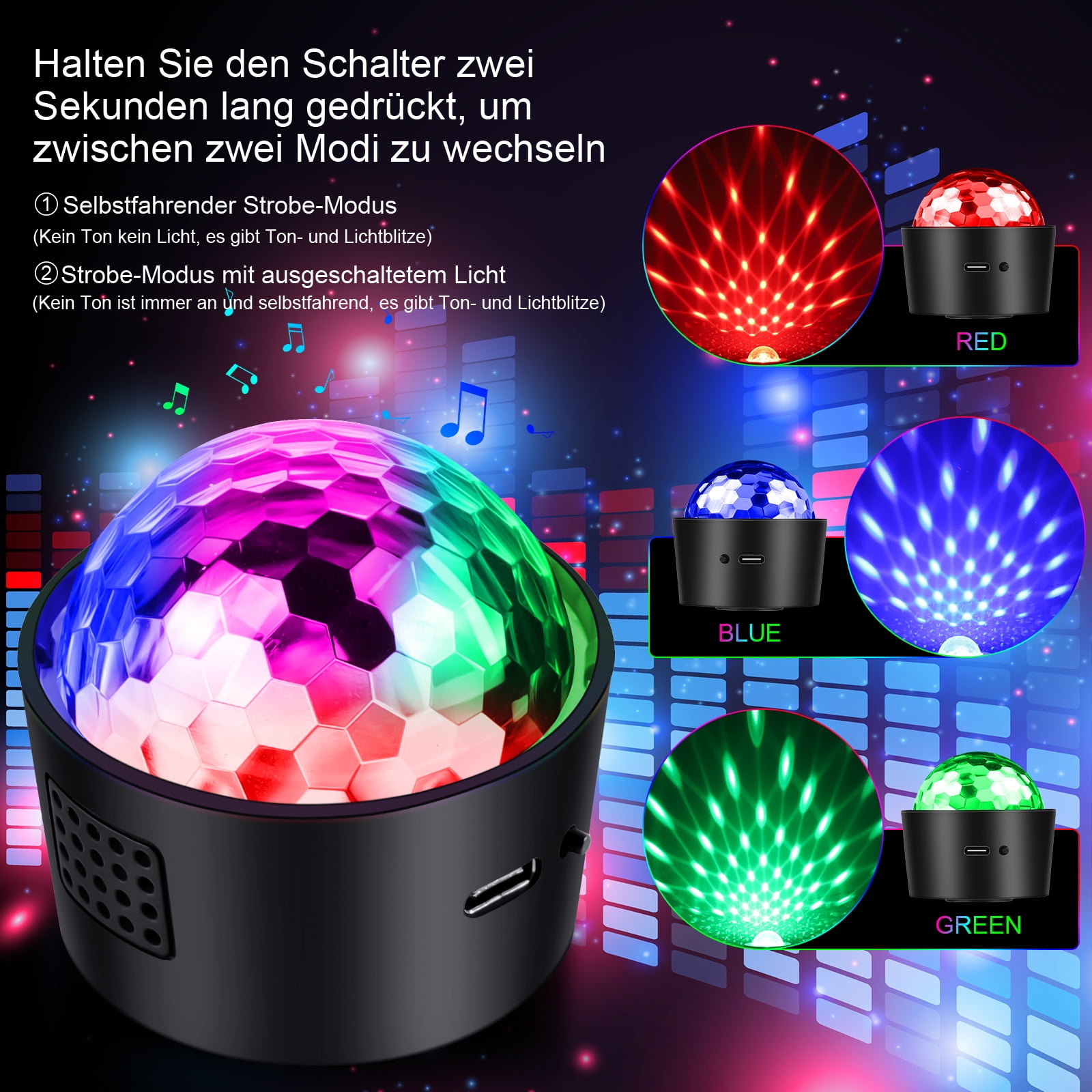 cigarette lighter disco ball 2x Mini Disco Ball Kids LED Music Controlled Disco Light Effect DJ Strobe  Party Car Decorative Light