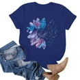 thumbnail image 4 of T-shirts Grande Taille pour Femmes, Imprimé Lettre, Manches Courtes, Col Rond, T-Shirt Décontracté, Oversize, Bleu TTTG, 4 of 5