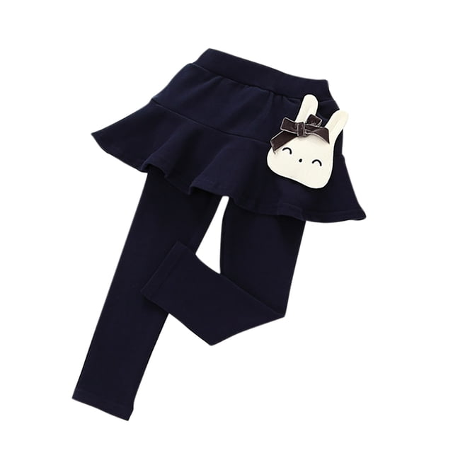 Odeerbi 2-7 Años Niñas Leggings Con Falda Tutu Pantalones Conejo Impreso Casual Color Sólido Faldas Pantalones