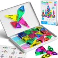thumbnail image 1 of Juego de azulejos magnéticos MEIQ de 42 piezas con caja de almacenamiento de hierro para niños de 3 a 8 años, 1 of 9