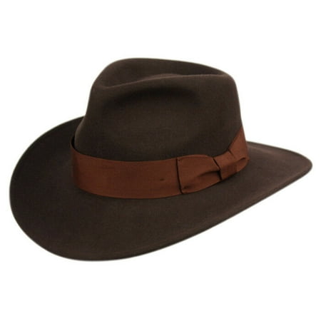 Premium Wool Felt Indiana Jones Crushable Fedora Hat w/Grosgrain Band Cowboy Hat