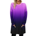 thumbnail image 1 of Timegard T-Shirts à Manches Longues pour Femmes avec Poches Col Rond Décontractés Tendance T-Shirts Couleur Dégradée Confortables Basiques, 1 of 7