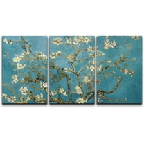 wall26 Canvas Print Wall Art Set Almond Blossoms by Vincent Van Gogh Nature Wilderness Illustrations Fine Art Relax/Calm Multicolor for Living Room, Bedroom, Office - 24"x36" x 3 Panels