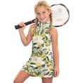 thumbnail image 4 of Girls Summer Dress Girls Sleeveless Zip Neck Performance Skort Dress Lemon Print Mini Crew Neck Sleeveless for Sportswear and Active Wear Beige 10 Years-11 Years, 4 of 6