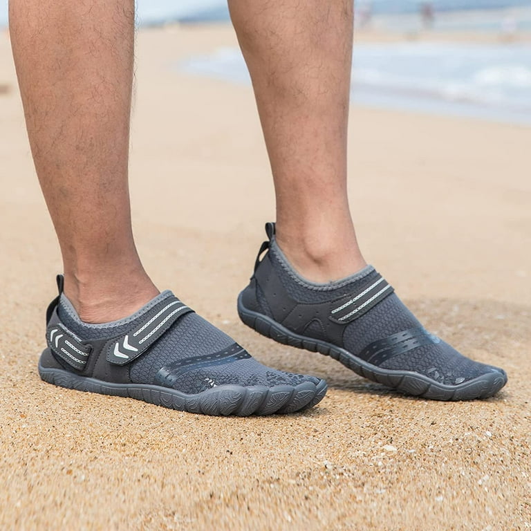 YAZI Water Shoes for Men Quick Dry Wide Toe Aqua Shoes Adjustable Barefoot Sock for Swim Beach River Pool Surf
