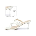 thumbnail image 2 of BLISSFUL STEP Bow Knot Heeled Sandal Slip-On Open-Toe Stiletto Heel Strappy Rhinestone Sandals for Women White (Size 11), 2 of 7