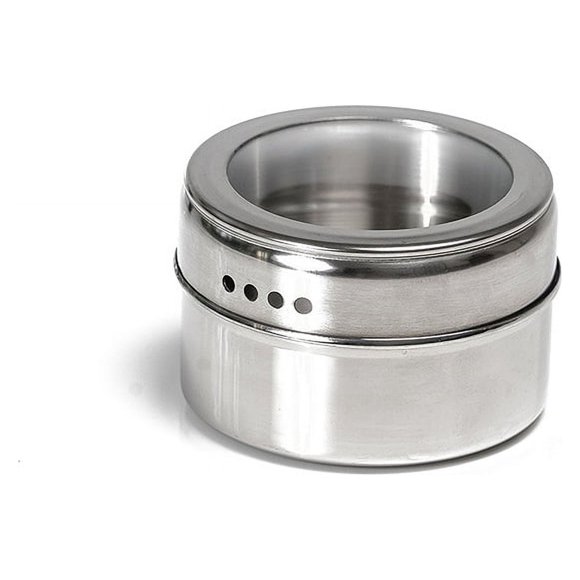 Jinsinto 4Pcs Spice Tank, Round Spice Jar, Magnetic Spice Jars, Lightweight Spice Jar, Seasoning Set, Stainless Steel Spice Jar, for Salt, Pepper, Spice Seasoning