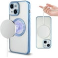 thumbnail image 5 of Luxury Magnetic Clear for iPhone 14 Case [Never Yellow] Plating Gold Bumper Shockproof Protective Slim Phone Case Compatible with MagSafe for Women Girls Men-Blue, 5 of 11