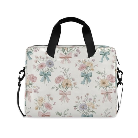 16 Laptop Briefcase for Work Travel Laptop Shoulder Bag Carrying Handbag Laptop Case Elegant Bouquet Pattern