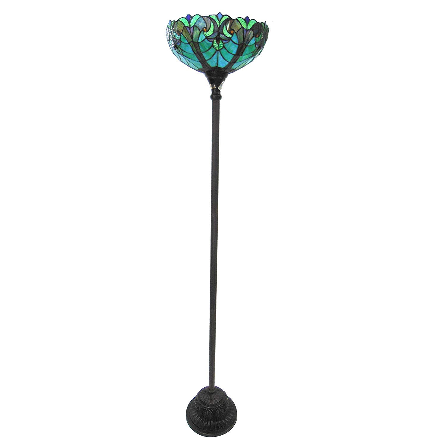 CHLOE Liaison Tiffany-style 1 Light Victorian Torchiere Floor Lamp 15" Shade
