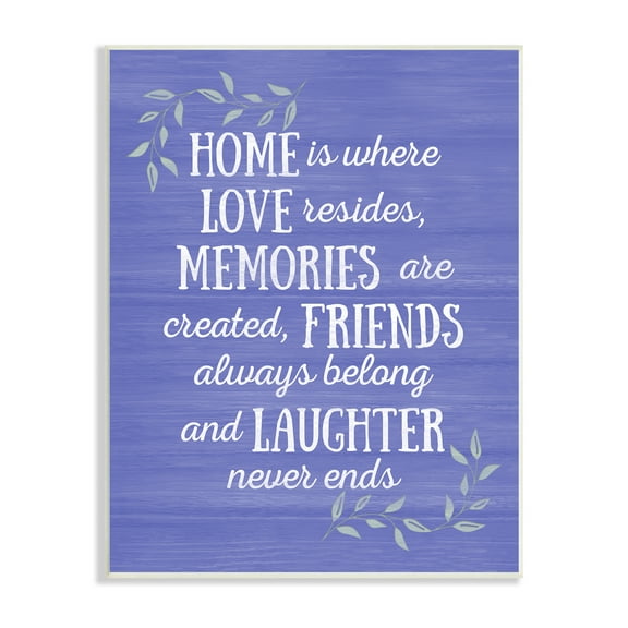 Stupell Industries Home Memories Friend Laughter Quote Blue Botanicals Graphic Art Unframed Art Print Wall Art, 13x19, by Sundance Group, LLC