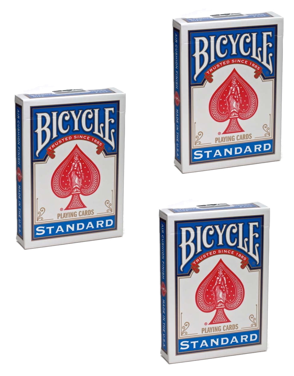 Standard Bicycle Rider Back Poker Playing Cards 3 Decks (Blue