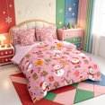 thumbnail image 2 of Manfei Merry Xmas 7pcs Queen Bedding,Red-Green Christmas Stocking Bedding Comforter Set Queen,Pink Reversible, 2 of 7