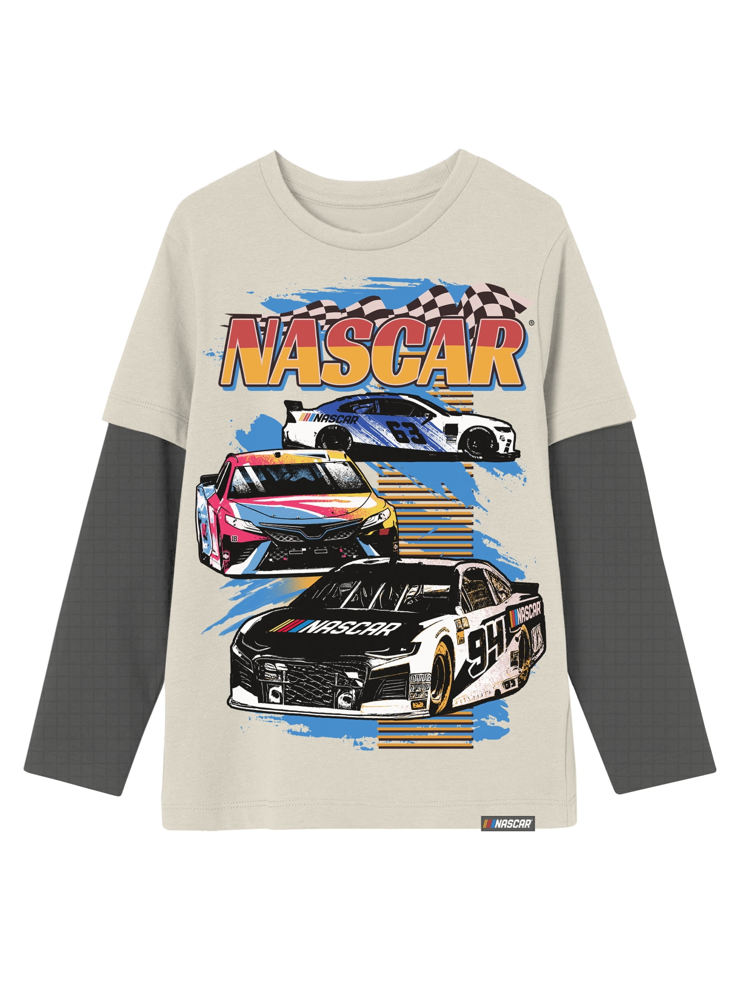 NASCAR, Boys' Graphic Waffle Knit Long Sleeve 2Fer, Sizes 4-18