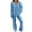 Blue, variant on DDAPJ pyju Women's Two Piece Outfits 2023,Long Sleeve V Neck Draped Pullover Tops and Wide Leg Straight Pants Solid Color Tracksuit Soft Comfy Fleece Lounge Matching Sets Warm Pajama Set