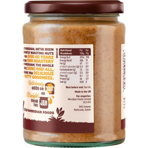 Meridian Smooth Peanut Butter 100% Nuts 470g, British Import (Pack of 2)