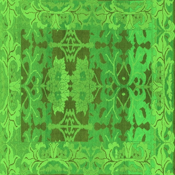 Ahgly Company Indoor Square Oriental Green Traditional Area Rugs, 5' Square