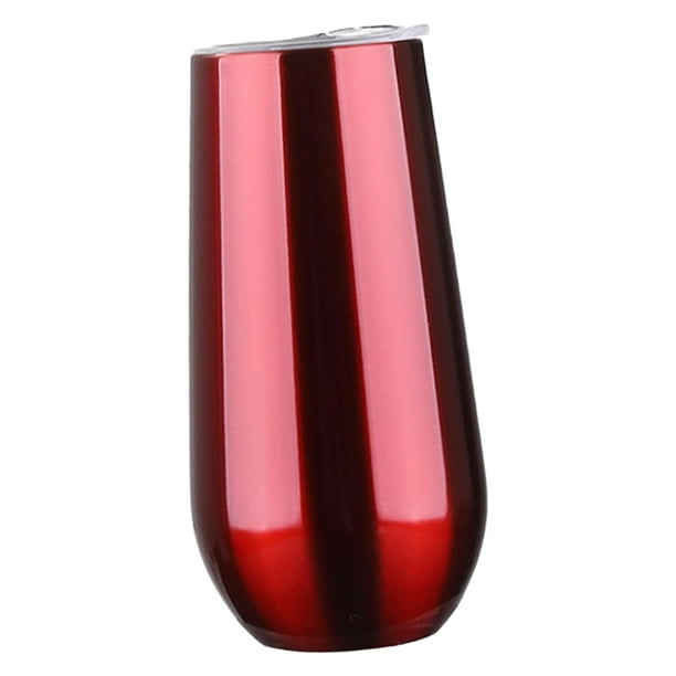 Vaso de vino de acero inoxidable de 6 oz con aislamiento al vacío, vaso térmico para café Rojo