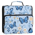 thumbnail image 4 of 3 Ring Zipper Binder with Shoulder Strap Waterproof Trapper Keeper 2 Inch D-Ring 500 Sheets Capacity Blue Butterflies and Flowers, 4 of 8