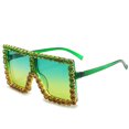 thumbnail image 1 of Gafas de sol de gran tamaño para mujer, lentes de sol de marca de lujo de gran tamaño, tonos púrpura y rosa, estilo Vintage de los años 90, cuadradas con diamantes de imitación, 1 of 5