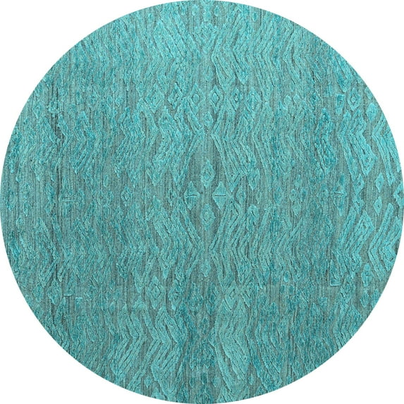 Ahgly Company Indoor Round Abstract Light Blue Modern Area Rugs, 6' Round