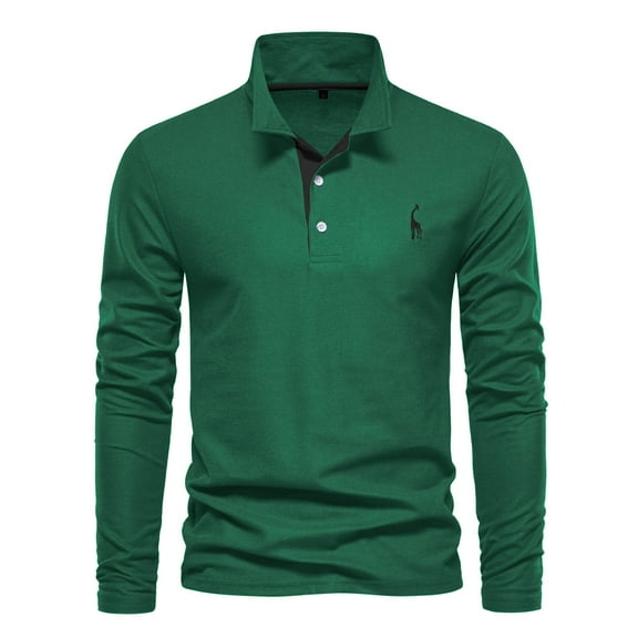 Men's Long Sleeve Polo Shirt, Classic Fit, Casual Solid Color, Soft Cotton, Stylish Collar, Comfortable Wear, Red