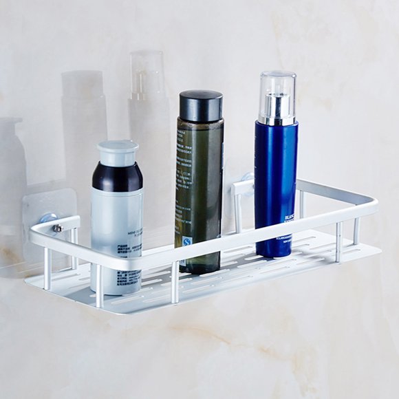 Minkissy 1Set Bathroom Shelving Unit Wall Mounted Storage Space Saving Silver 11.6x5.5x1.8in