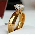 thumbnail image 2 of 14k Yellow Gold Plated 2 Ct Round Cut Lab Created Diamond Solitaire Wedding Ring, 2 of 4