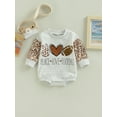 thumbnail image 2 of Sunloudy Nouveau-Né Bébé Rompers, Rugby Imprimé Léopard Patchwork Casual Manches Longues Combinaison, 2 of 8