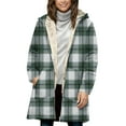 thumbnail image 5 of Women's Plaid Shacket Jacket, Fleece Lined Hooded Coat, Windbreaker Quilted Puffer Coat, Winter Snow Warm Overcoat Casual Long Sleeve Outwear, 5 of 7