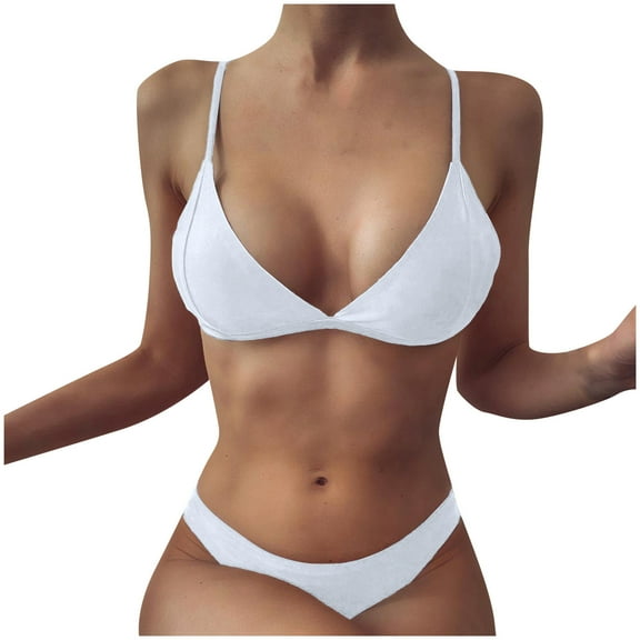Babysbule Womens Swimsuits Womens Solid Two Piece Sexy Bikini Push-Up Pad Swimwear Swimsuit Beachwear Set