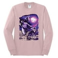 thumbnail image 2 of Wild Bobby, Fantasy Wolf Howling at The Full Moon Animal Lover Mens Long Sleeve Shirt, Light Pink, Medium, 2 of 3