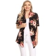 thumbnail image 1 of Women's Solid & Printed Short Sleeves Open Front Draped Cardigan / MADE IN USA, 1 of 1