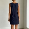 thumbnail image 4 of YMNXA Summer Dresses For Women Sleeveless V Neck Solid Color Comfortable Fashion Flowy Dress With Pockets For Casual Daily Wear,Navy,L, 4 of 5