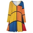thumbnail image 3 of Mondrian Inspired（3） Long Sleeve Dresses For Women Vintage Elegant Party Dress Oversized V-neck Dress S-8XL, 3 of 7
