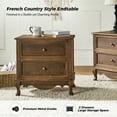 thumbnail image 3 of Wooden End Table with Charging Station Space 2 Drawers Table Living Room Walnut, 3 of 7